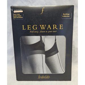 Frederick's of Hollywood Leg Ware Black/Nude Sheer Nylon Stockings Size L